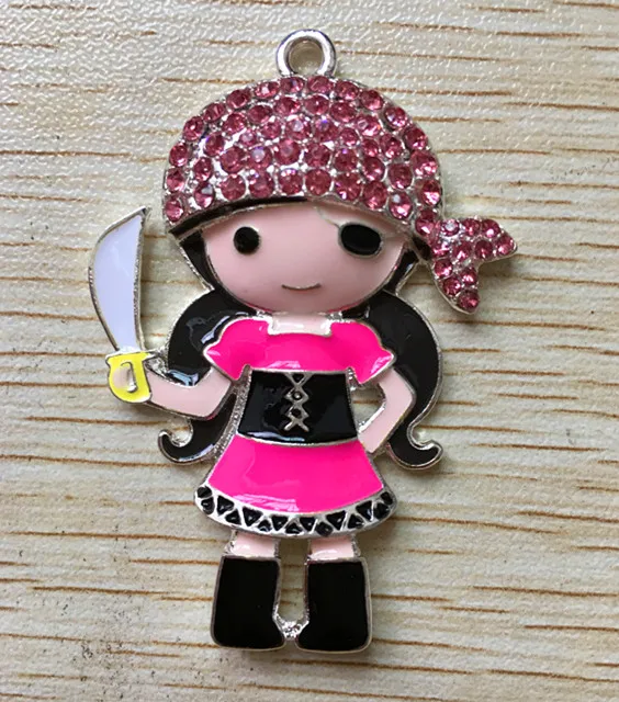 

Newest 52x36mm 10pcs/lot silver zinc alloy pirates Girl Pendant for chunky beads Jewelry Necklace