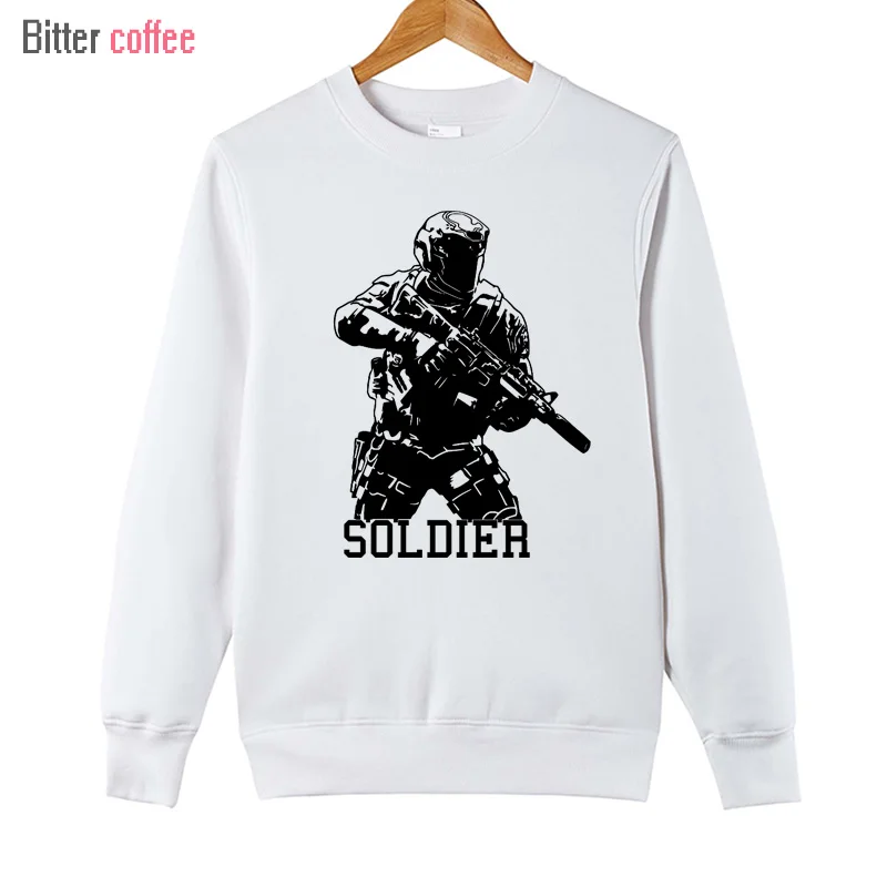 

2018 NEW men Pullover sweatshirt SOLDIER printing Fashion Hoodies Cotton Men crewneck sweatshirt XS-XXL