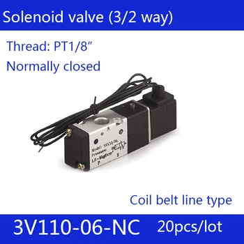

20PCS Free shipping Coil belt line type 3 port 2 position Solenoid Valve 3V110-06-NC normally closed, DC24v,DC12V,AC110V,AC220V