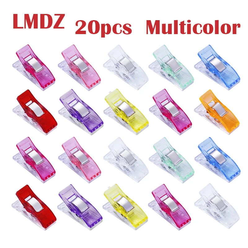 

LMDZ 20PCs Sewing Clips Plastic Clips Quilting Crafting Crocheting Knitting Safety Clips Assorted Colors Binding Clips Paper