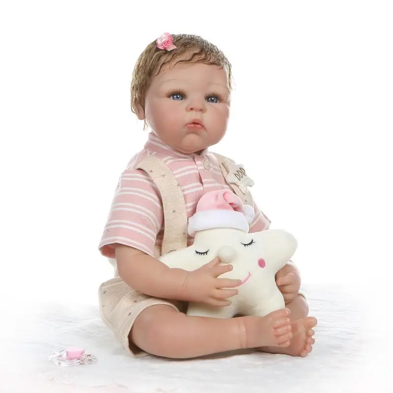 55 см Силиконовые Reborn куклы Baby живой реалистичный Boneca Bebe реалистичные Спящая