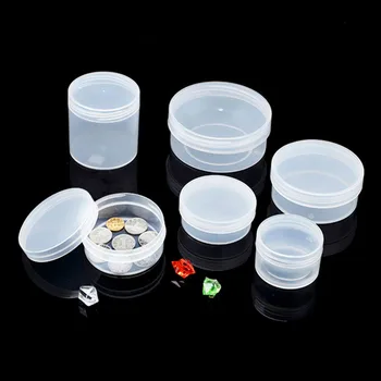 

7 Sizes Small Round Clear Plastic Containers With Cover Beads Crafts Jewelry Display Storage Boxes Case Jars Free Shipping