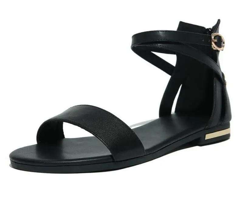 womens flat sandals with zipper back