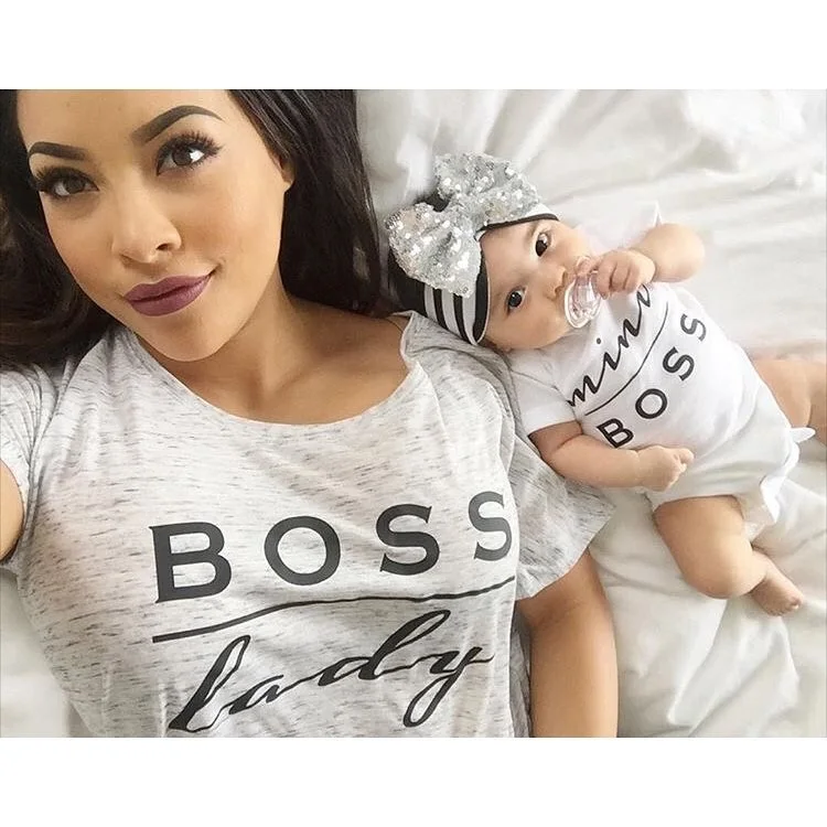 Boss Lady Mini Boss/одинаковые футболки, семейные парные футболки с короткими рукавами, Топ