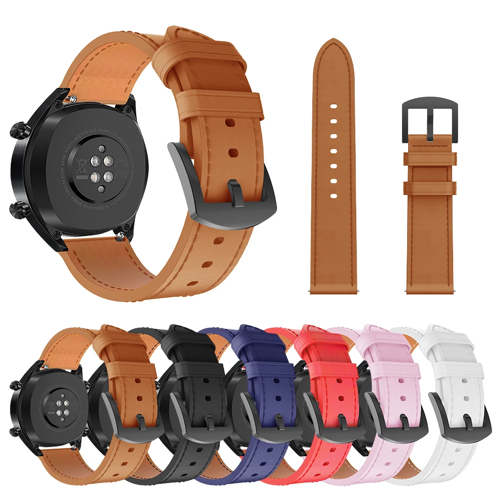 

Watchband Genuine Leather 22mm Strap For Galaxy Watch 46mm Gear S3 Classic Frontier Huawei GT Watch Belt