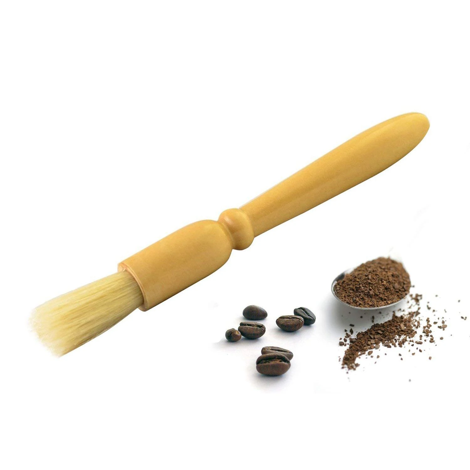 Coffee Brush Wood Handle & Natural Bristles Coffee Grinder Cleaning Brush