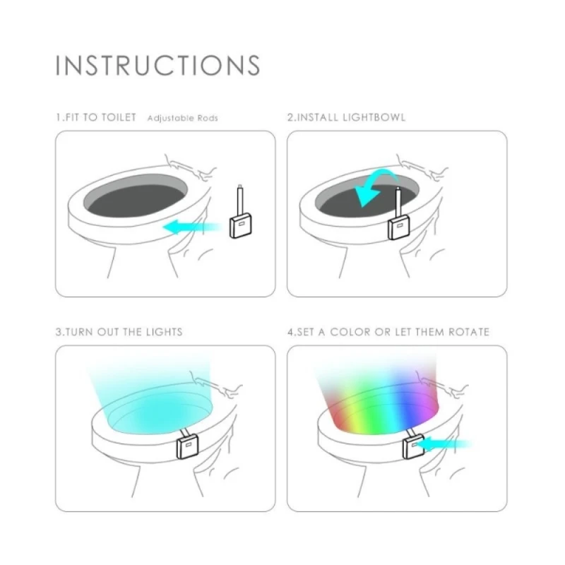 Светодиодный ночник с датчиком, СВЕТОДИОДНЫЙ цветной свет для сиденья унитаза, ванная комната с 8 цветами, подсветка для сиденья унитаза, автоматический датчик освещения сиденья