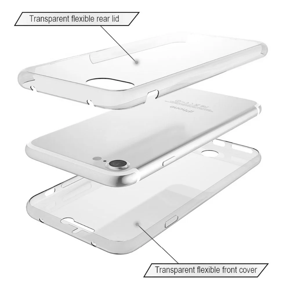  Taschen Für iphone 6 6s 6plus 7 7plus Fall Weiche TPU Silikon Shell Ultra Dünne 360 Fundas Coque Fü