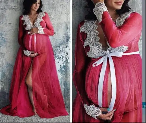 Кружевные платья с v-образным вырезом для беременных, одежда для фотосессии, длинные платья для беременных, реквизит для фотосессии Фотореквизит для платьев для беременных одежда для беременных - Цвет: as picture
