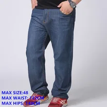 Classic Plus Size Jeans Men 140KG Extra Large Size 42 44 46 48 Male Denim Trousers Straight Loose Style Casual Cowboy Pants Mens цена Classic Plus Size Jeans Men 140KG Extra Large Size 42 44 46 48 Male Denim Trousers Straight Loose Style Casual Cowboy Pants Mens цены онлайн