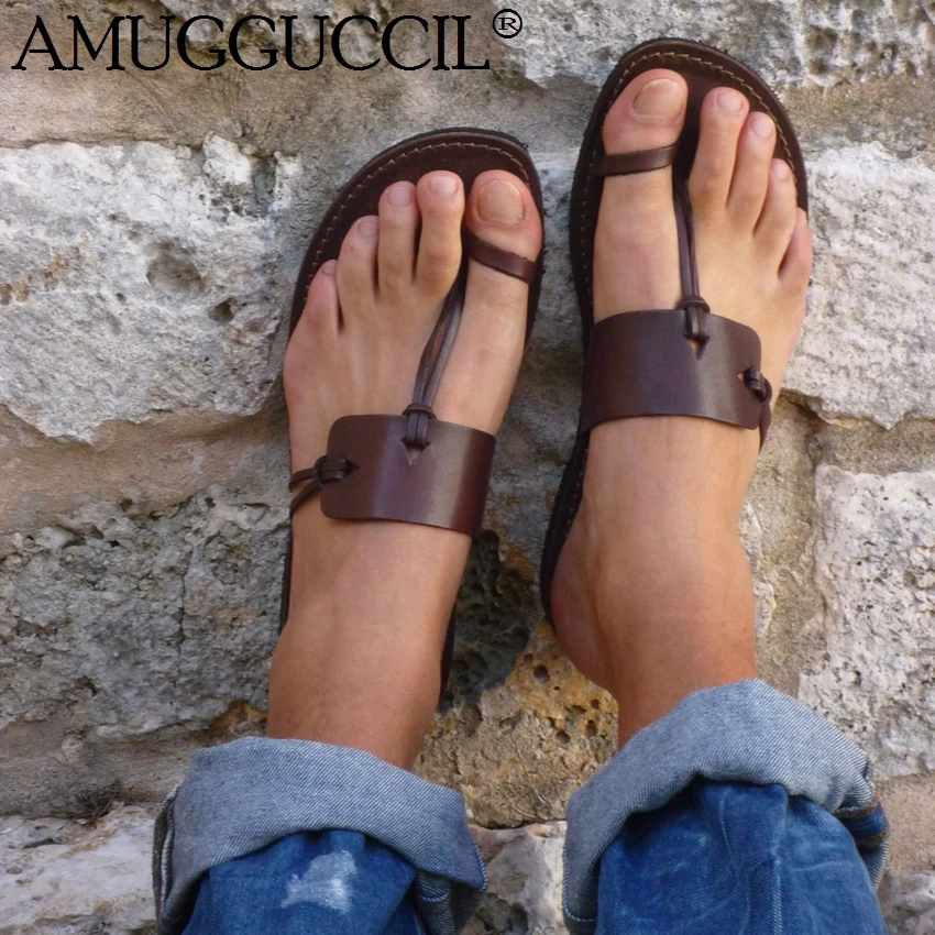 

2019 New Plus Big Size 35-43 Brown Black Yellow Fashion Girls Female Ladies Women Summer Flats T-Strap Sandals Slippers L1069