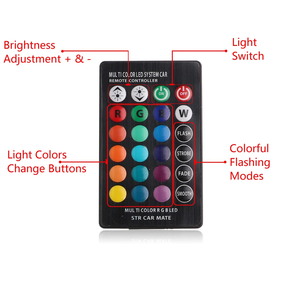 Светодиодная лампа JALAMP T10 W5W 194 RGB 5050 6 SMD 12 в пост. Тока для салона автомобиля пульт
