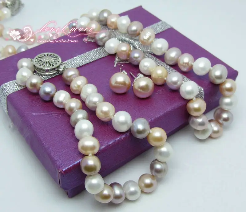 

Wholesale fast SHIPPING >>>>Exquisite Colorful Multicolor pearl necklace, bracelet and earring set (A0423)