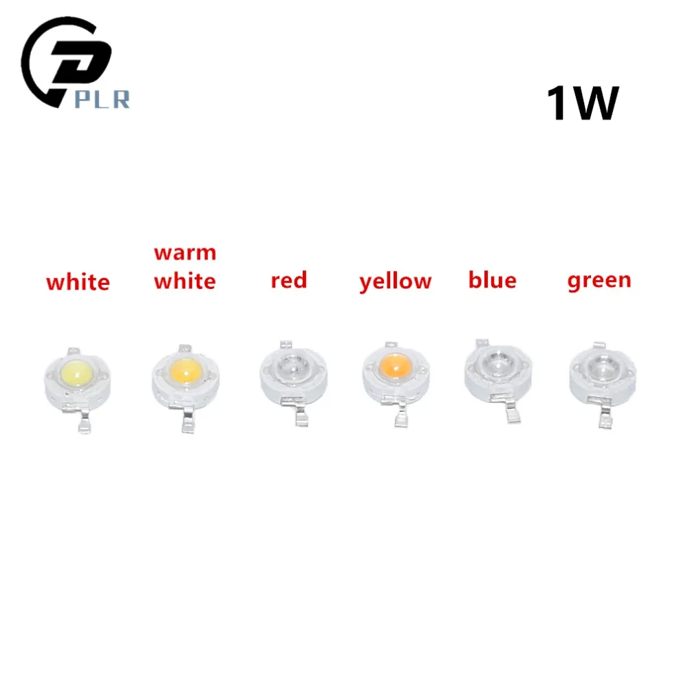 1000 pces 1 w led contas de lâmpada de alta potência branco puro/branco morno/vermelho/azul/verde/amarelo 300ma 3.2-3.4 v 100-120lm 30mil