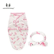 Buy 2 Pieces Set Newborn Swaddle Wrap +Headwear Cotton Baby Receiving Blanket Bedding Cartoon Infant Sleeping Bag For 0-6 Months Free Shipping