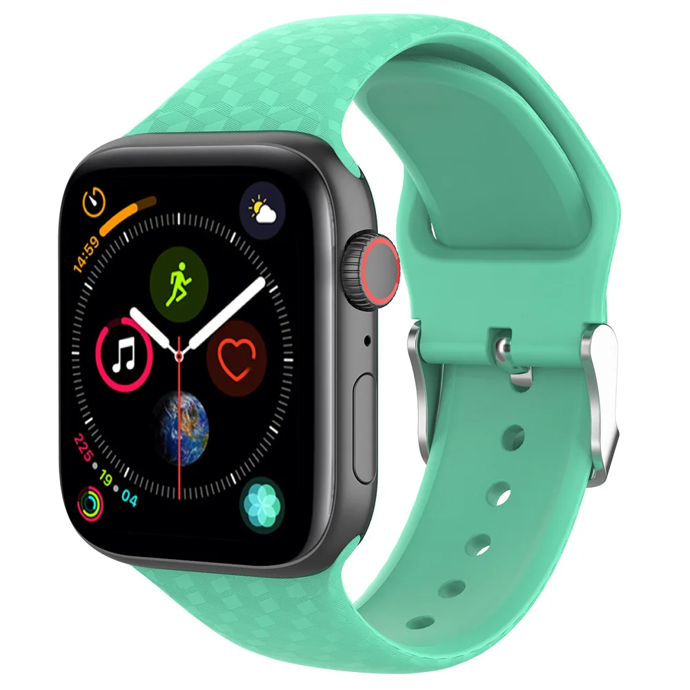 3D текстура silicond ремешок для наручных часов Apple Watch, 5, 42 мм, 38 мм, Версия 44 мм 40 мм Спортивные Мягкие модные ремешки наручных часов Iwatch серии 1/2/3/4 браслет - Цвет ремешка: wave green