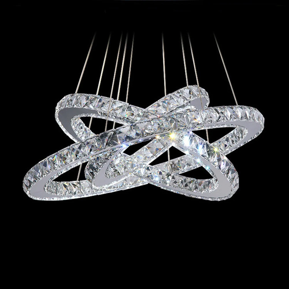 Modern LED Pendant Lights Lamp Diamond Rings Crystal Lighting Fixture