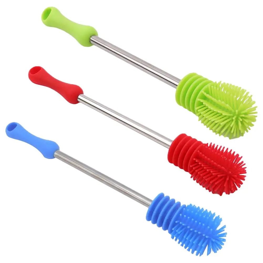 

Long Handle Baby Milk Bottle Water Cup Silicone Brush Scrubbing Cleaning Tools set