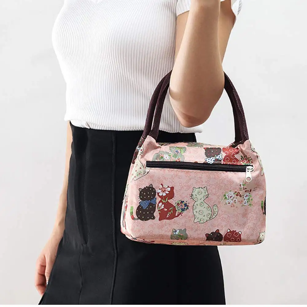 Сумка для ланча Cat Flamingo большая сумка женщин широкая открытая Изолированная