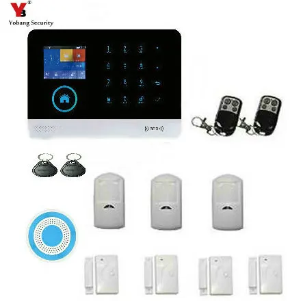

Yobang Security Full Touch Screen Alarm Security System GSM Home Business Office APP Remote Control wireless siren door sensor