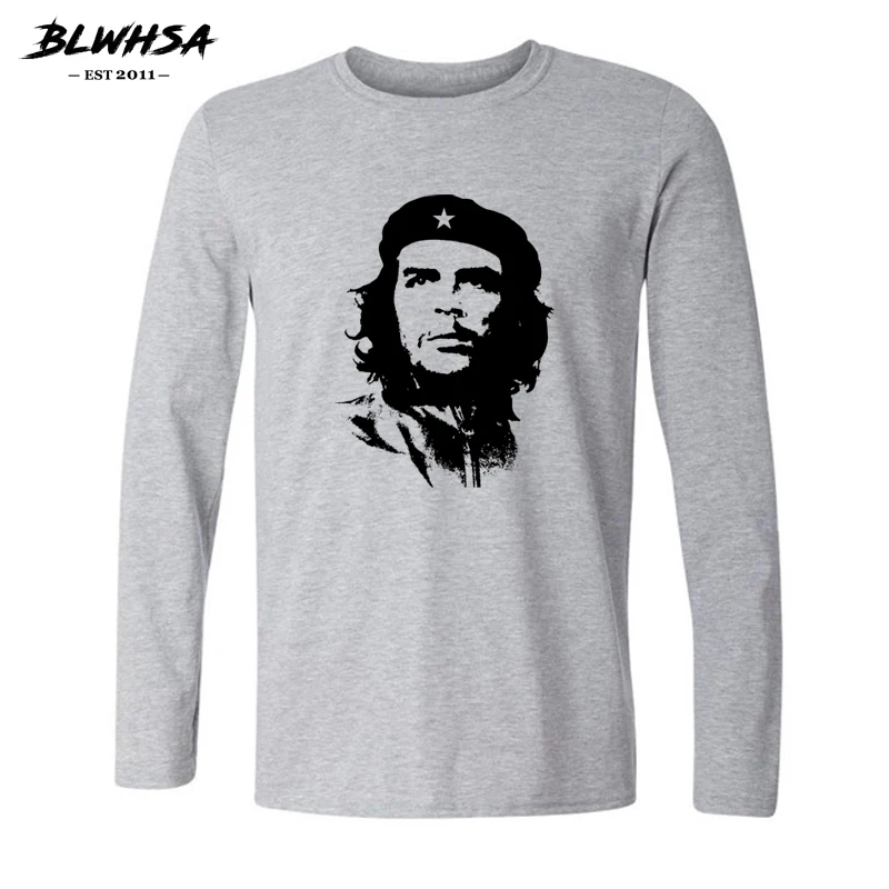 Najtaniej BLWHSA Che Guevara z długim rękawem mężczyzna T koszula wysokiej jakości drukowane 100% bawełna amerykański Film Hiphop fajne koszulki z krótkim rękawem dla mężczyzn plus rozmiar