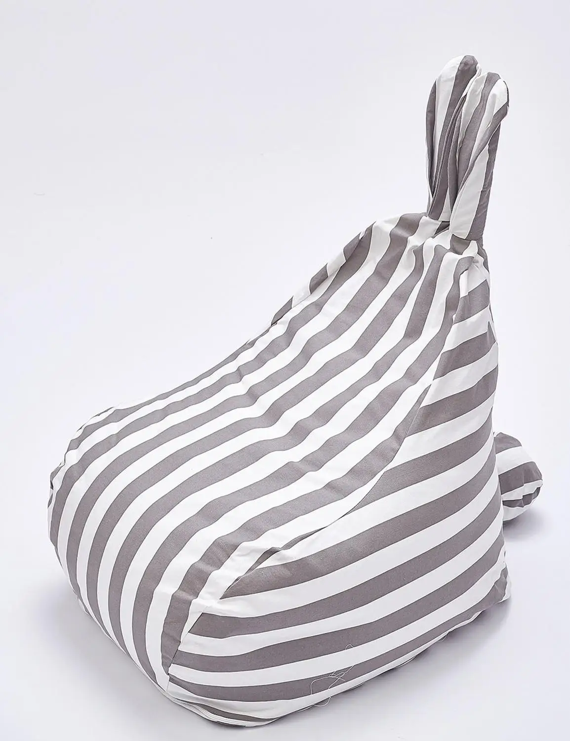 Милый креативный детский простой полосатый ленивый диван кролик детское кресло сиденье с наполнителем Дети Черный& Розовый& Полосатый Повседневный Tatami Bean Bag - Цвет: Grey and White