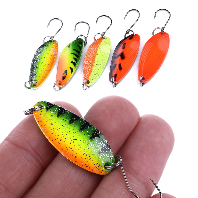 

5PCS 4.5g fishing metal shone spoon baits metal spinner lure trout spoon mini bait wobbler artificial spoon