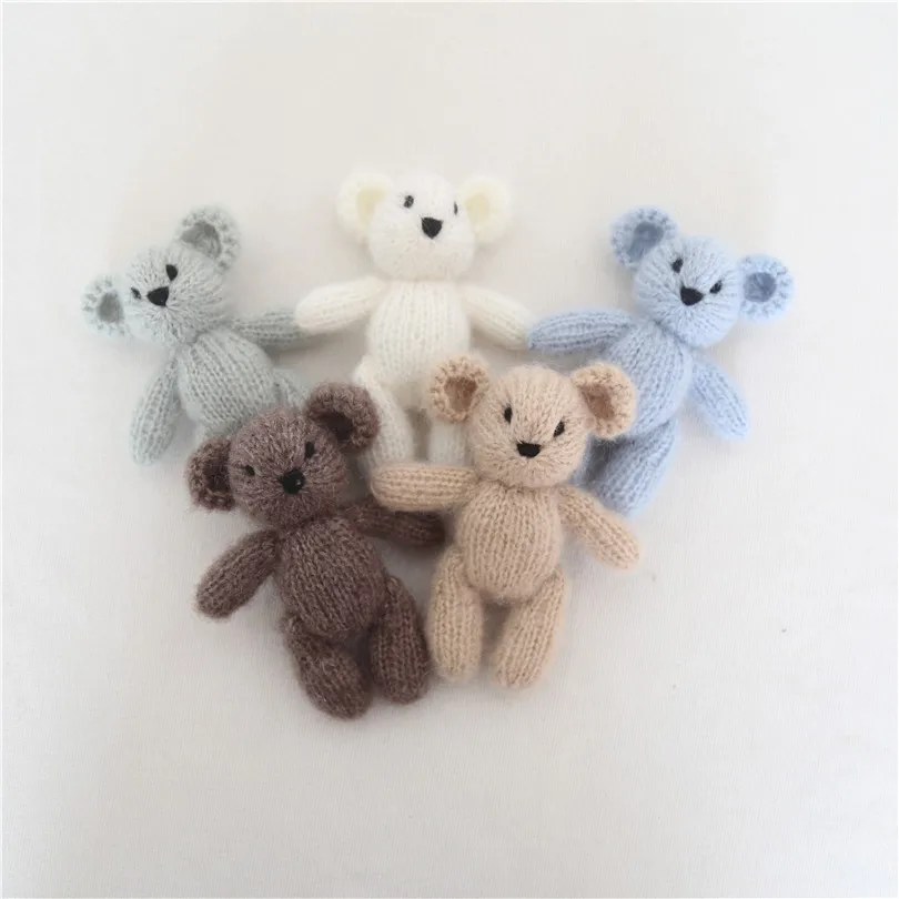 

Knitted Teddy Bear Toy Newborn Photography Props Amigurumi Bunny Toy Miniature Doll Christmas Decor Stuffed Bunny Posing Bear