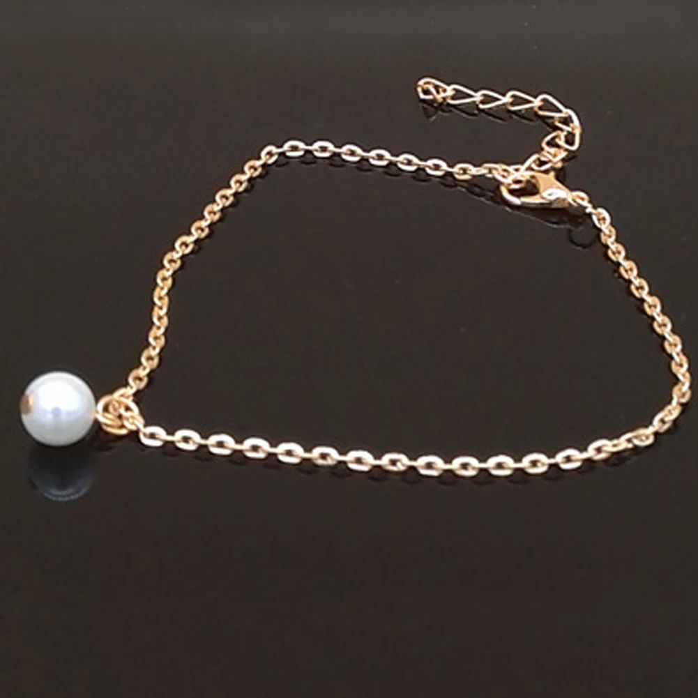 

Simple Sexy Imitation Pearl Beads Gold/Silver Plating Ankle Foot Chain Anklets Bracelet Foot Jewelry Beach Accessories