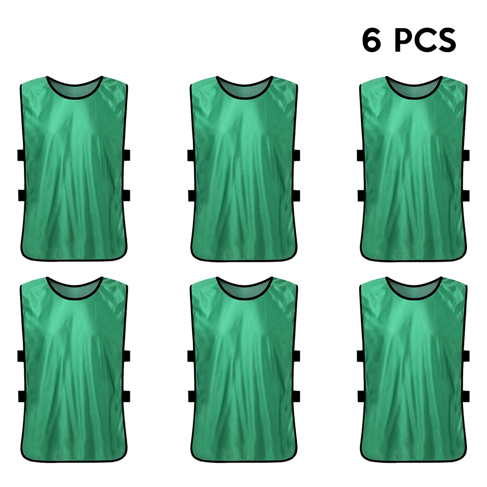 6 PCS Kid's Soccer Jersey Pinnies Quick Drying Football Jerseys Youth Sports Scrimmage Team Training Bibs Practice Sports Vest - Цвет: Grass green