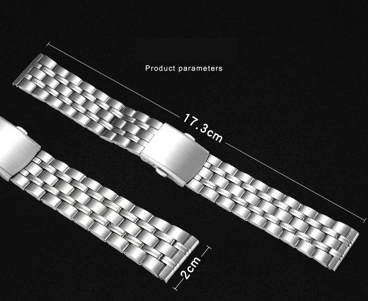 20 мм металлический ремешок из нержавеющей стали серебряный ремешок для часов унисекс браслет двойной складной застежка пряжка для часов