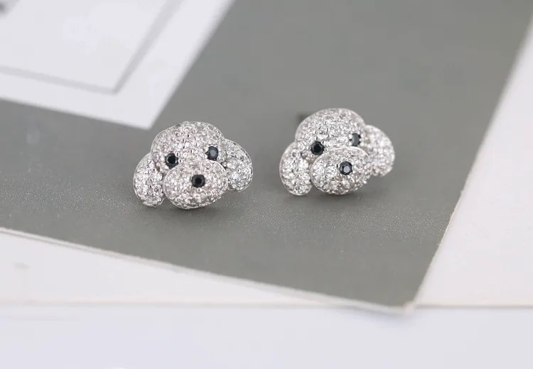 Темперамент милая собака корейские сережки-шпильки личности 925 пробы серебряные личности модные женские серьги SEA099