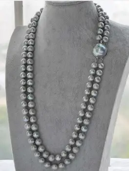 

SURPRISING DOUBLE STRANDS AAA 9-10 MM GRAY PEARL NECKLACE 24-25 INCH