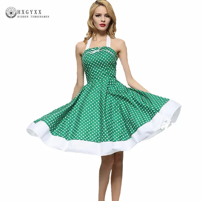 womens summer dresses 2017 plus size 50s 60s halter neck robe plus size 50s dresses