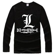 Модная футболка с логотипом аниме «Death Note L», хлопковая футболка с длинным рукавом, одежда для косплея, повседневные топы, футболки, Базовая рубашка