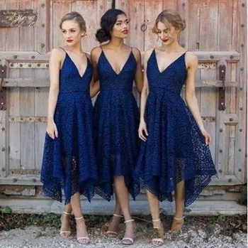 

Simple Lace Bridesmaid Dress 2020 Tea-Length Wedding Party Gowns Wedding Guest Dress vestidos dama de honor dress bridesmaid