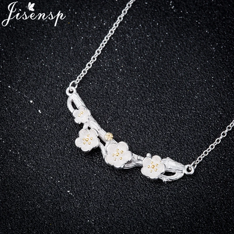 

Jisensp Memory Locket Pendant Necklace Romantic Pink Heart Blossom Cherry Flower Necklace Jewelry Women Gift Statement Collier
