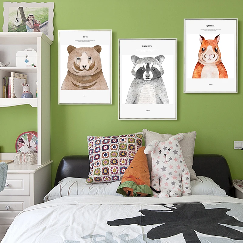 Nordic Minimalist Cute Animal Children's Room Canvas Painting Art Print Poster Picture Wall Living Bedroom Home Decor | Дом и сад