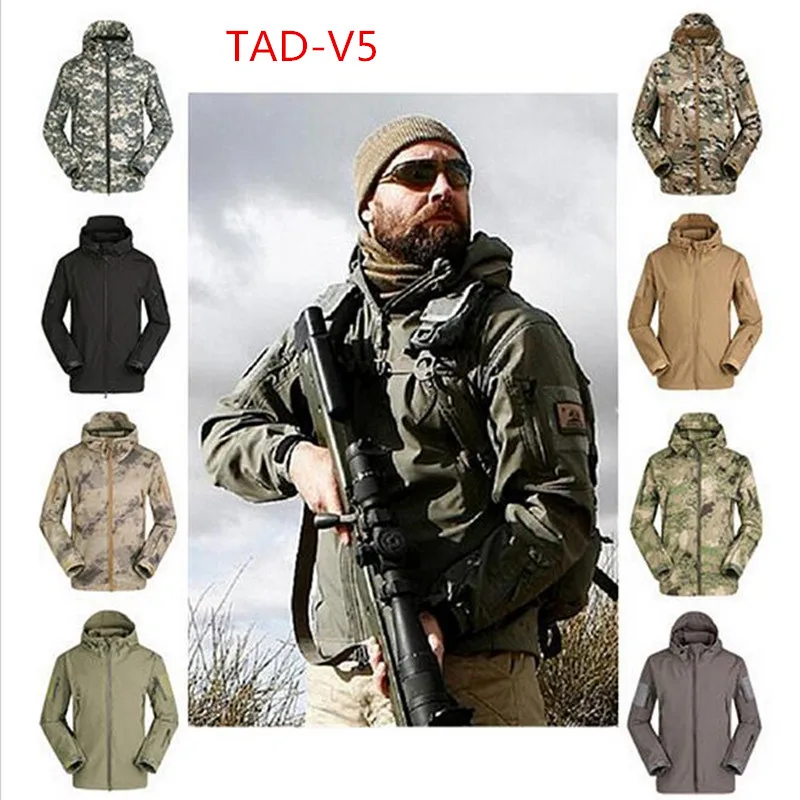 

High quality latent 16 shark skin soft shell jacket; TAD V 5 military tactical army bomberjacke windproof waterproof clothing