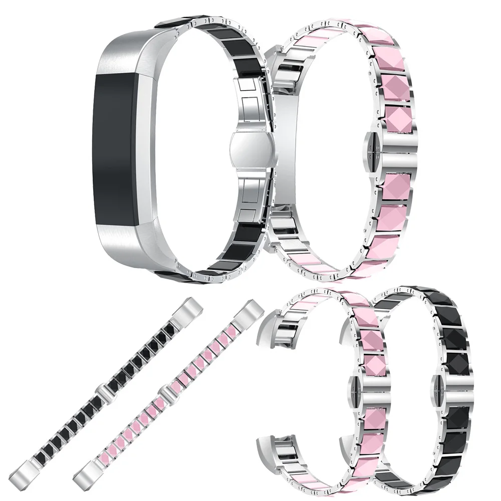 Умный браслет на запястье Fit bit Alta HR из розовой керамики и нержавеющей стали с