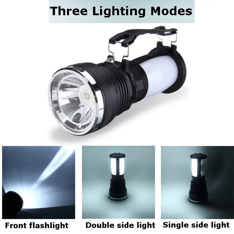 

Portable Solar USB Rechargeable Battery LED Flashlight Outdoor Camping Tent Light Super Bright Emergency Light forHiking Camping