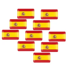 10 pçs 3d etiqueta do carro espanha bandeira nacional tronco do corpo do carro logotipo da motocicleta auto personalidade decoração adesivo acessórios de automóvel