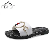 FGHGF Home Slippers Indoor Floor Shoes Metal Decoration Silent Sweat Slippers For Summer Women Sandals Slippers Fashion in 2019 FGHGF Home Slippers Indoor Floor Shoes Metal Decoration Silent Sweat Slippers For Summer Women Sandals Slippers Fashion in 2019