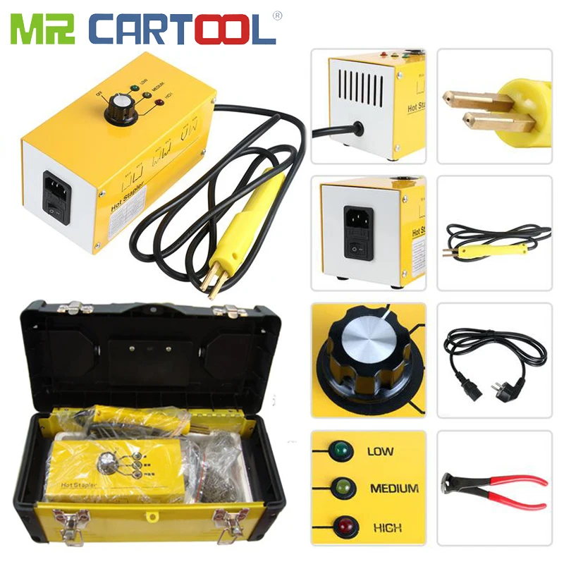 

Mr Cartool Plastic Bumper Repair Kit Hot Stapler Plastics Welder Staple Gun with Welders Carry Box and Snips 20W