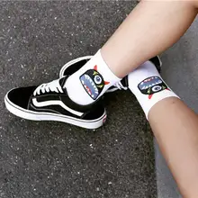 Хлопковые женские носки с мультяшным забавным монстром в стиле Харадзюку, скейтборд, классные забавные толстые зимние носки до лодыжки, милые хлопковые носки для скейтборда