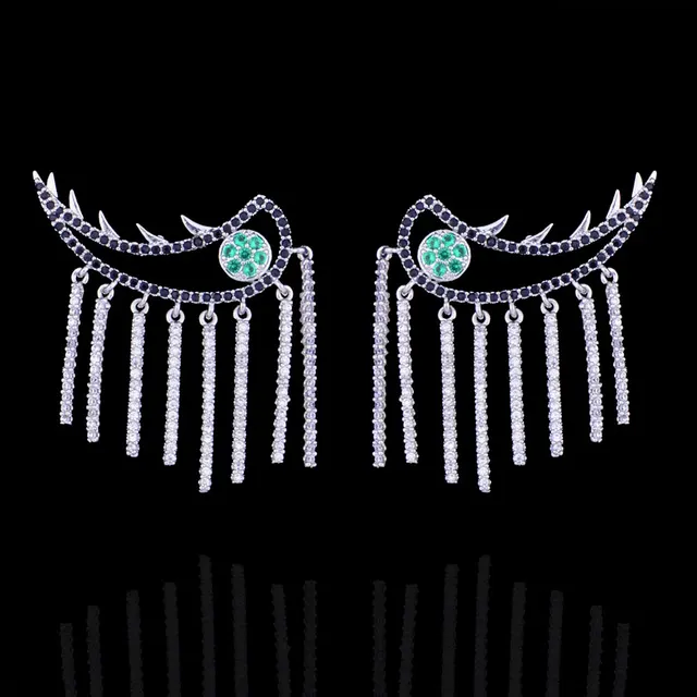 Us 16 34 9 Off Godki 30mm Tassel Drop Turkish Evil Eye Trendy Green Cubic Zirconia American Wedding Party Earring Jewelry For Women In Drop Earrings