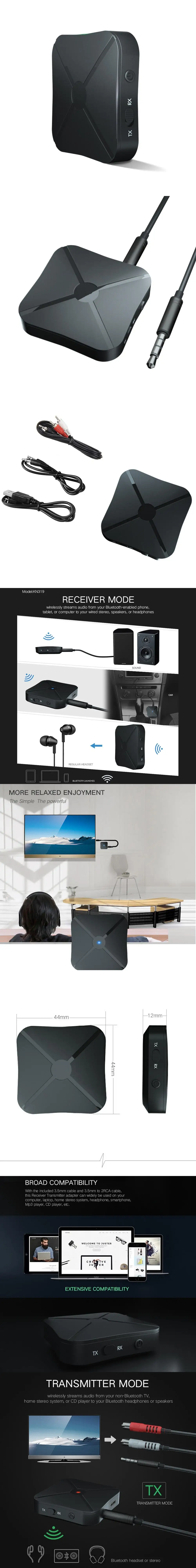 2 в 1 беспроводной Bluetooth 4,2 аудио приемник передатчик для телевизора 3,5 мм AUX Bluetooth 4,2 аудио передатчик