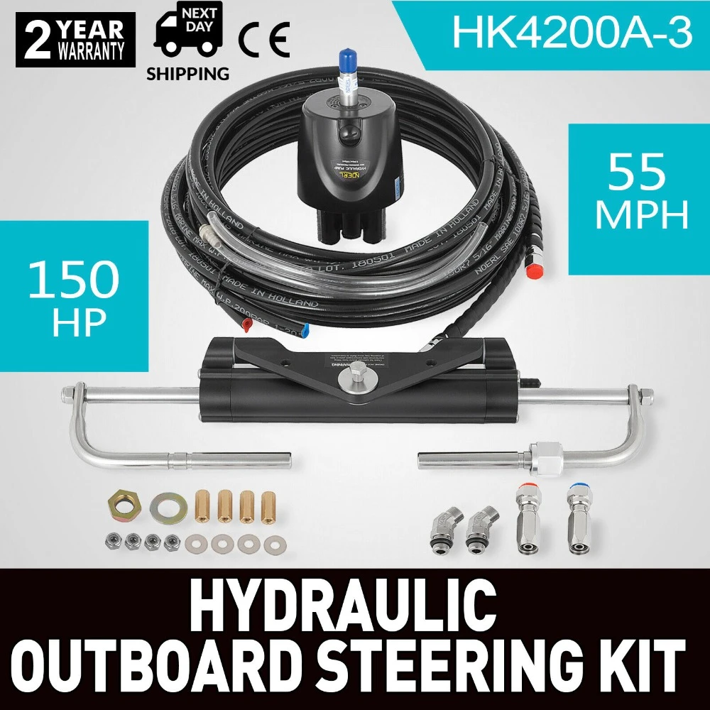 Hydraulic Outboard Steering System Boat Steering Cylinder Helm Pump 150HP USA Hydraulic Outboard Steering System Boat Steering Cylinder Helm Pump 150HP USA