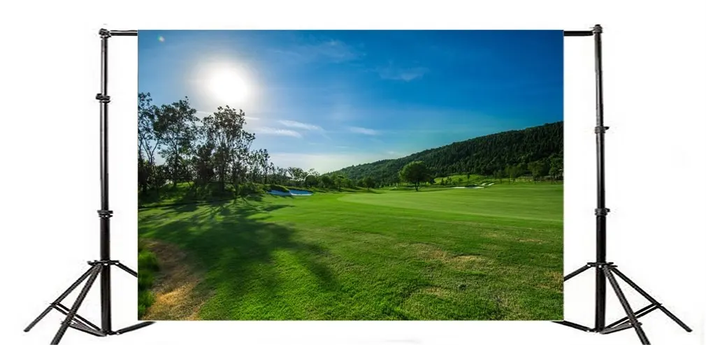 

Photography Backdrop Green Grass Field Blue Sky White Cloud Sun Nature Landscape