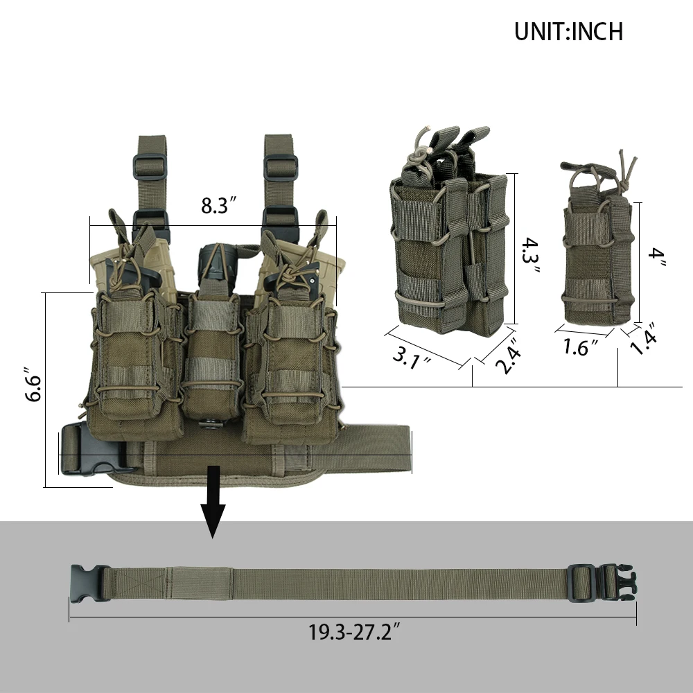 Bolsa ao ar Equipamento de Caça Excelente Elite Spanker Combinação Clipe Livre Tático Molle Perna Holsters Magezine Bolsa Militar 9 Esporte e Lazer